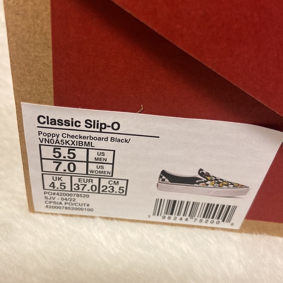 New Vans classic slip-ons poppy checkerboard black multi color size 7 - Picture 7 of 7